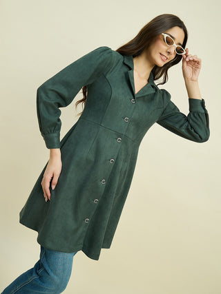 Madame Solid Green Blazer Dress