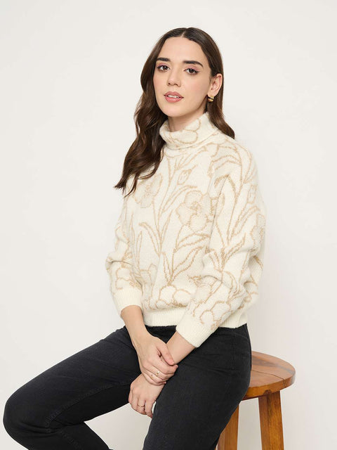 Madame Floral Print Off White Sweater