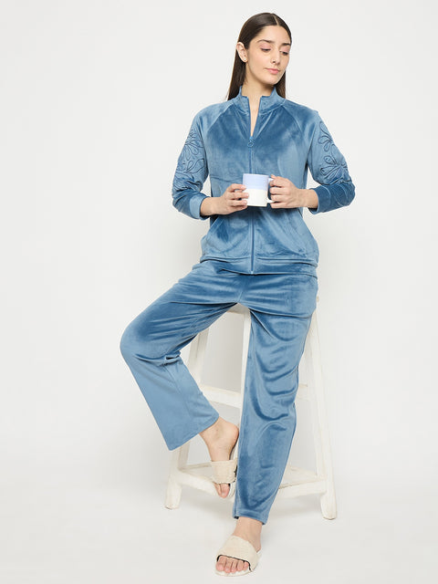 mSECRET Blue Mock Neck Night Suit