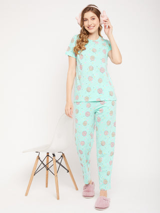 Msecret Aqua Cotton 2 Pc Cotton Nightsuit