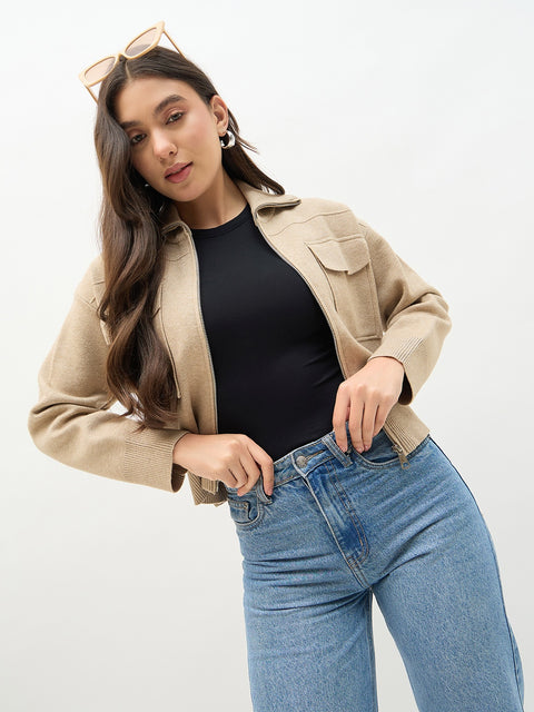 Madame Brown Shirt Collar Jacket
