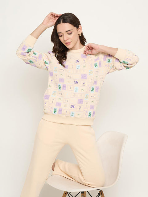 mSECRET Geometric Print Off White Nightsuit