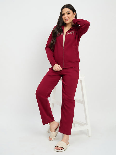 mSECRET Maroon Collared Night Suit