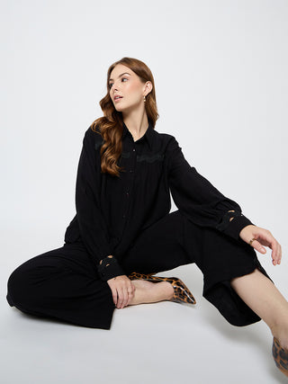 Madame Rayon Lace Black Co-ord Set