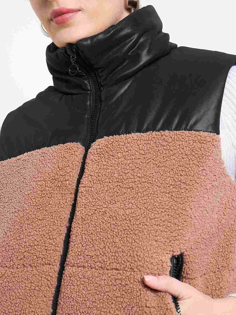 Madame Quilted Reversible Faux Fur Black Zipper Jacket
