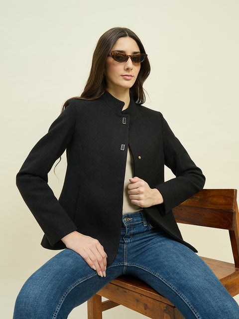 Madame Black Mock Neck Coat