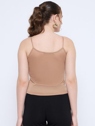 Madame Crushed Tissue Flounce Sleeve Beige Shirt