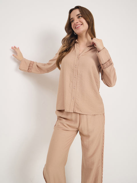 Madame Clay Rayon Collared Full Sleeve Co-ord Set