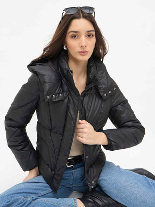 Madame Black Quilted PU Leather Jacket
