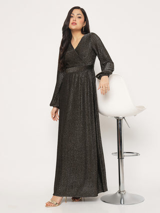 Madame Fit and Flare Golden Maxi Dress