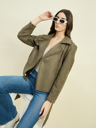 Madame Solid Olive Belted Coat