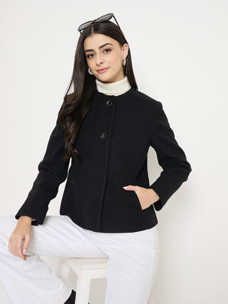 Madame Round Neck Black Short Coat