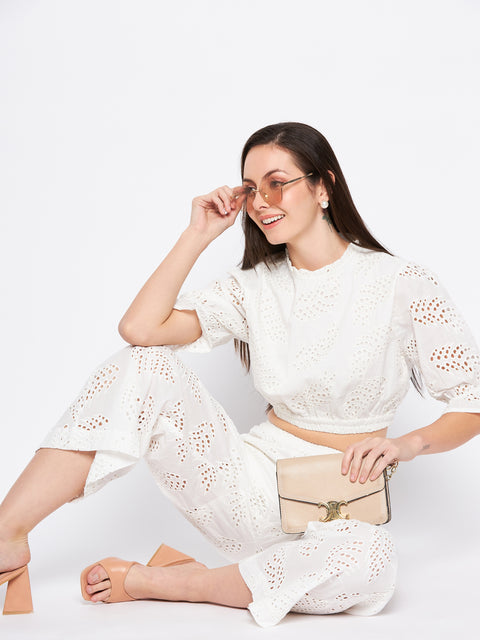 Madame White Self Design Co-Ord Set