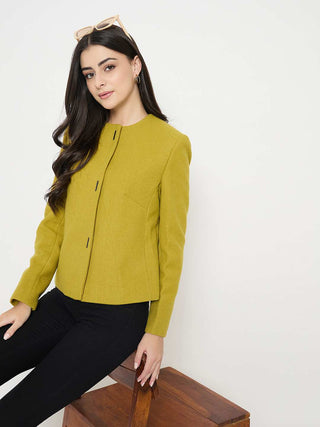 Madame Round Neck Green Short Coat