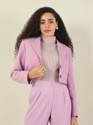 Madame Notch Collar Mauve Crop Blazer