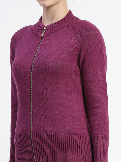 Madame Purple Full-Zip Knit Sweater