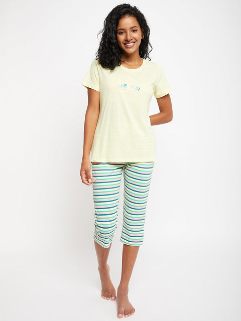 mSECRET Yellow Typography Cotton 2 pc Nightsuit