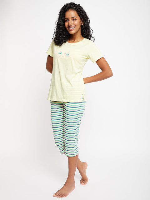 mSECRET Yellow Typography Cotton 2 pc Nightsuit