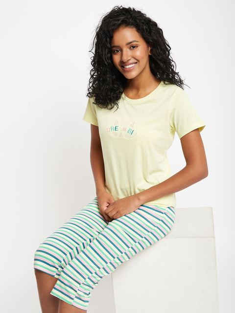 mSECRET Yellow Typography Cotton 2 pc Nightsuit