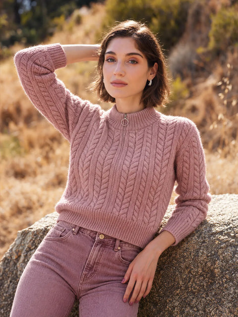 Madame Mauve Fancy Zipper Sweater