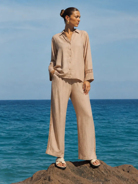 Madame Clay Rayon Collared Full Sleeve Co-ord Set