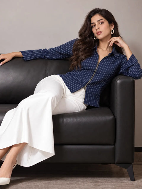 Madame Stripe Navy Shirt