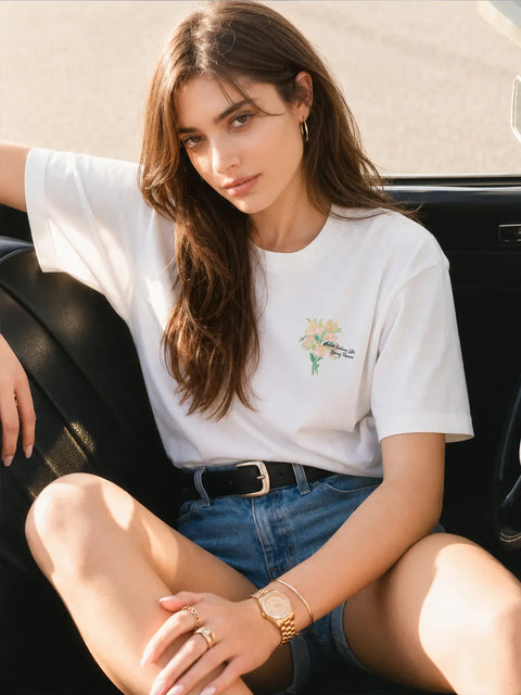 Madame Graphic Print White Cotton T-Shirt