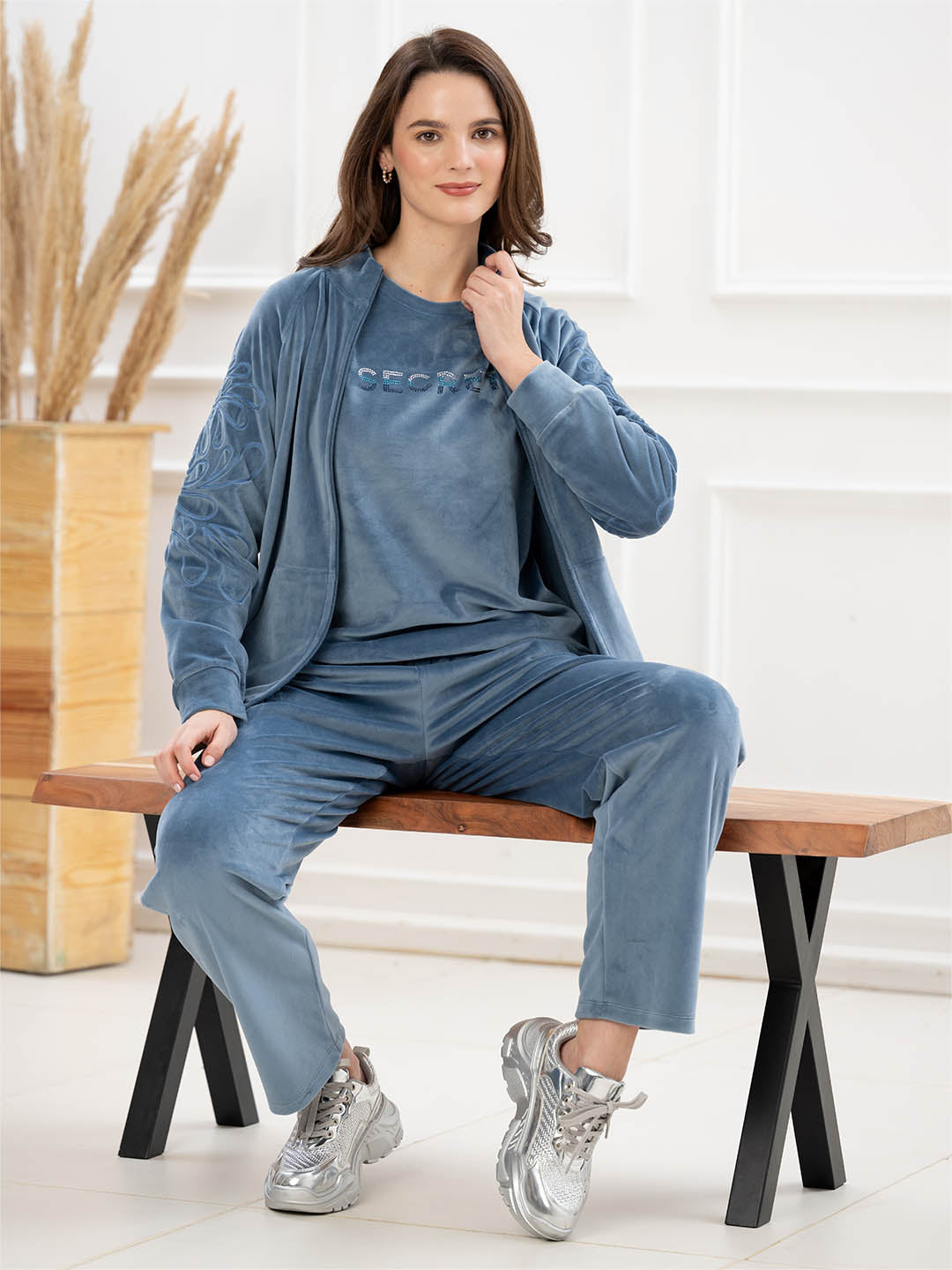 mSECRET Blue Solid Athleisure Sweatshirt color swatch