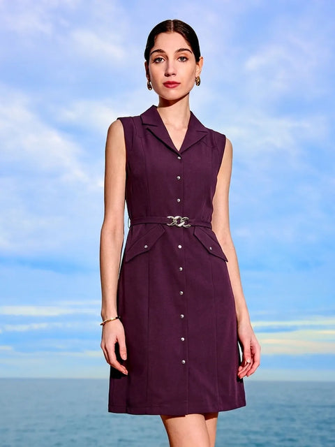 Madame Wine Viscose Blend Blazer Dress