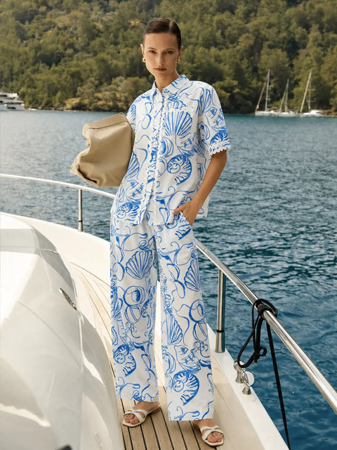 Madame White Printed Co-ord Set