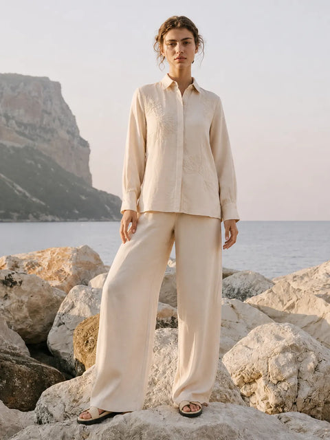 Madame Beige Rayon-Blend Co-ord Top