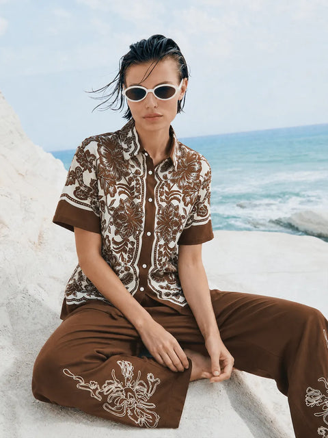 Madame Brown Embroidered Co-ord Set