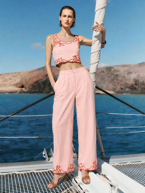 Madame Blush Pink Cotton Puff-Sleeve Top