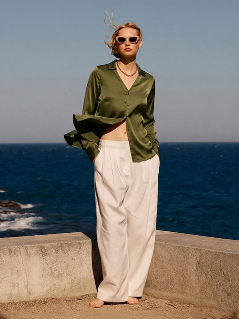 Madame Olive V-Collar Solid Shirt