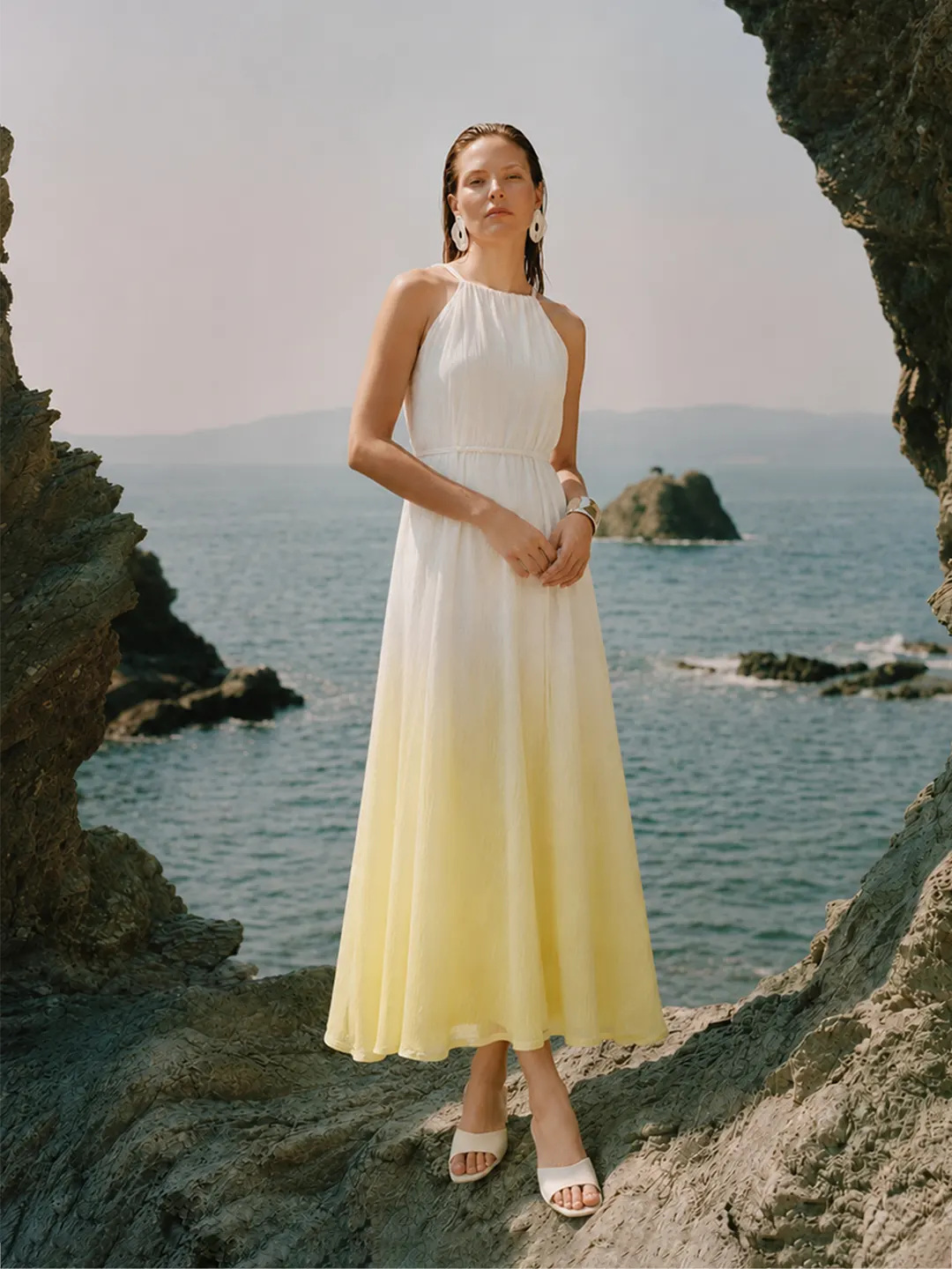 Madame Yellow Flared Dress color swatch
