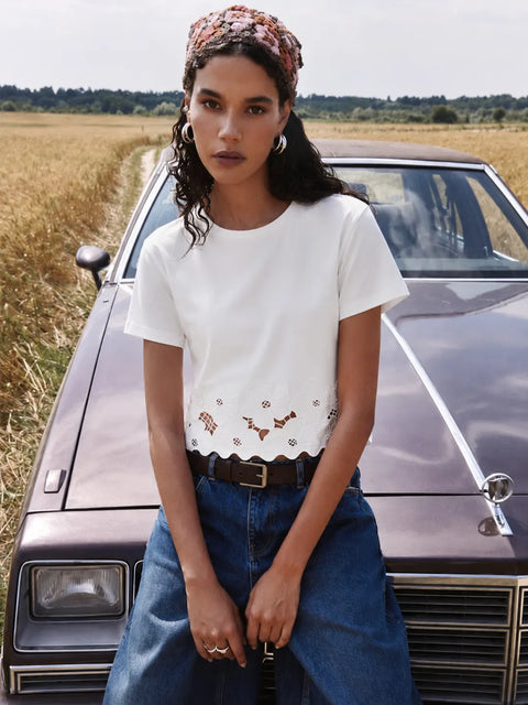 Madame White Puff-Sleeve Cotton Top