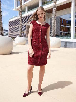 Madame Sleeveless Maroon Sheath Dress