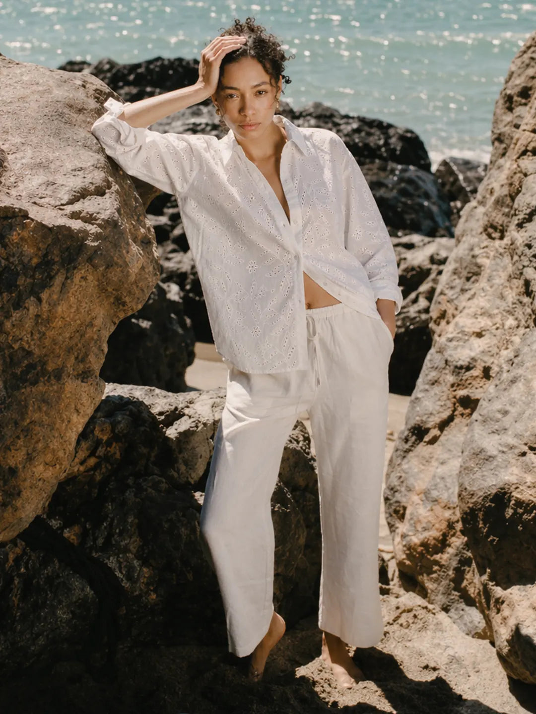 Madame Embroidered White Cotton Shirt color swatch